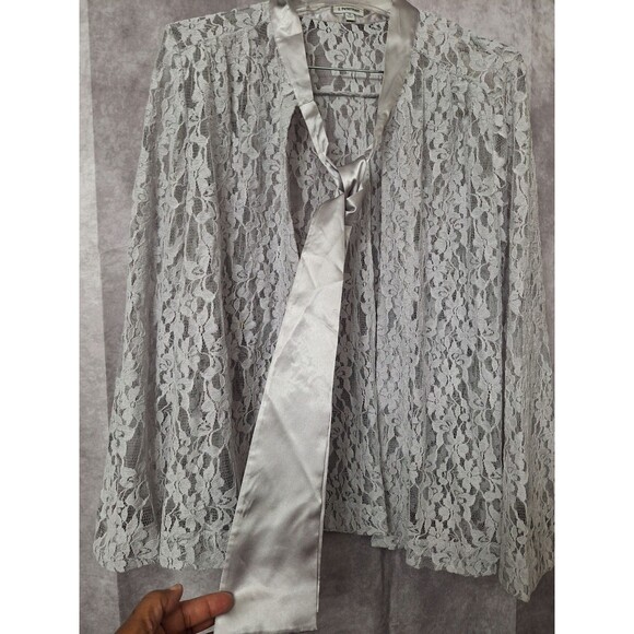 J. Peterman Silver Necktie Lace Jacket Womens Sz 12 Victorian Fairycore Dainty - Picture 7 of 12